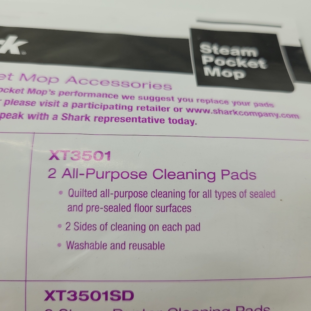 Shark Steam Pocket Mop Accessory Pads Style XT3501 All Purpose White - Picture 3 of 10